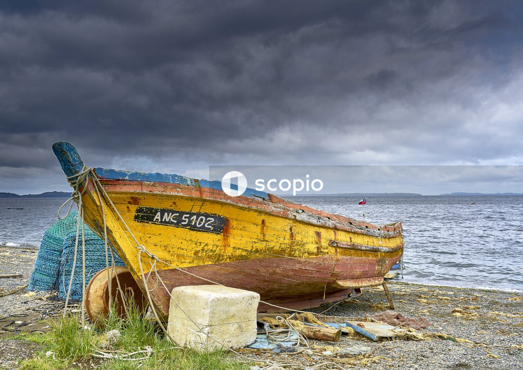 Brown boat on body of water