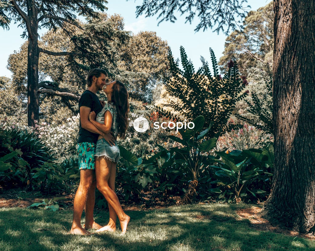 Couple kissing in park