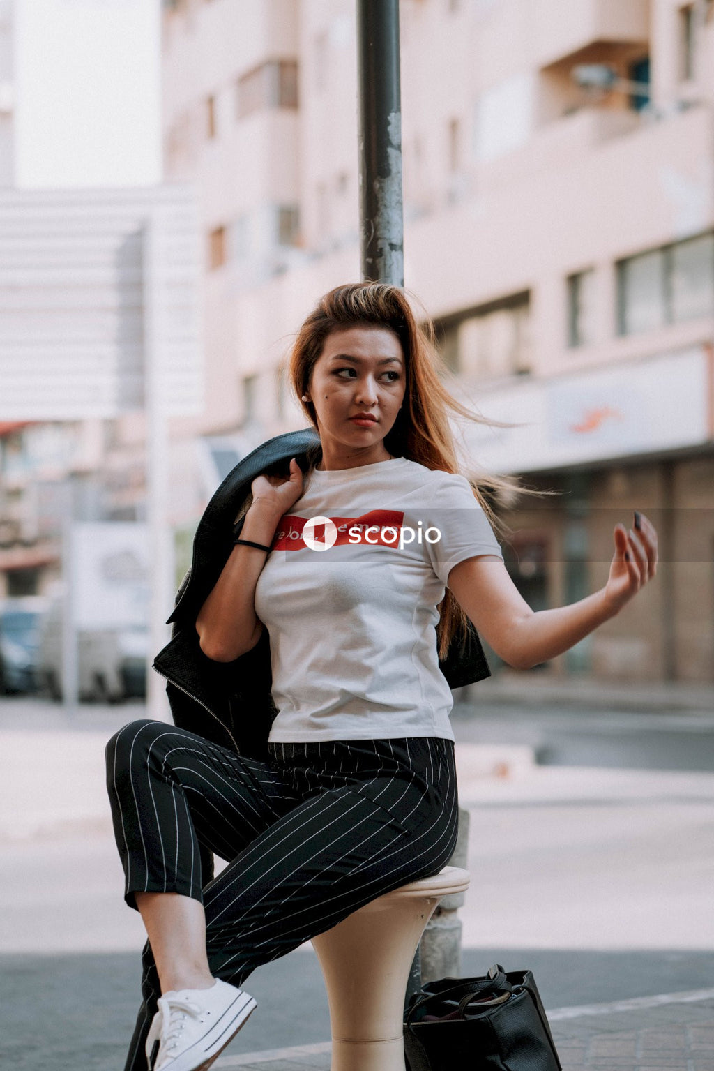 Woman posing on the street