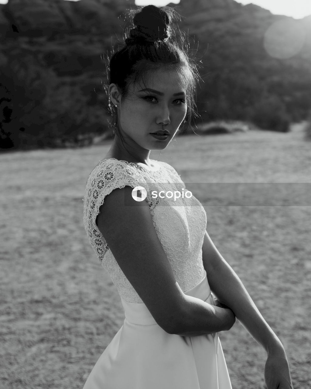 Grayscale Female Model in Clothing