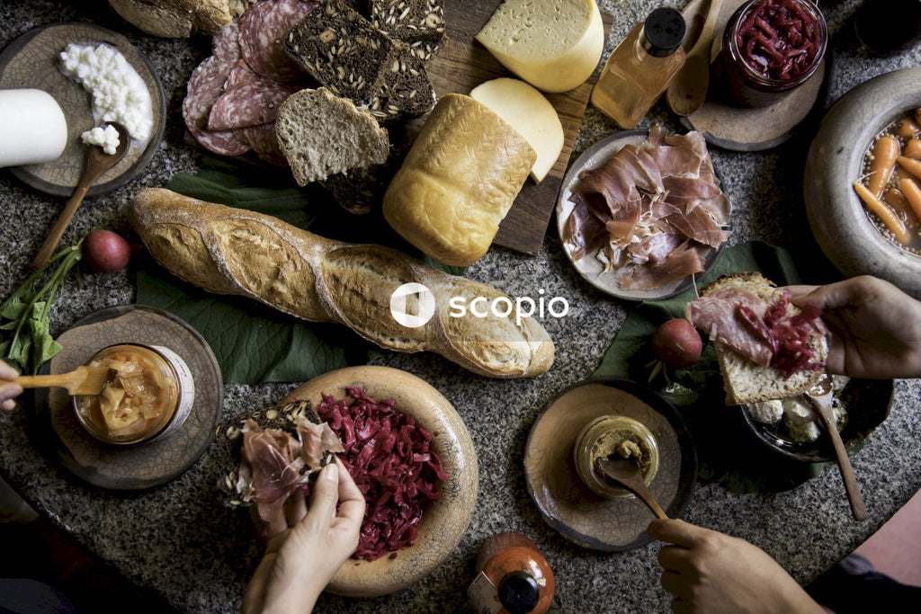 Bread surrounded by food