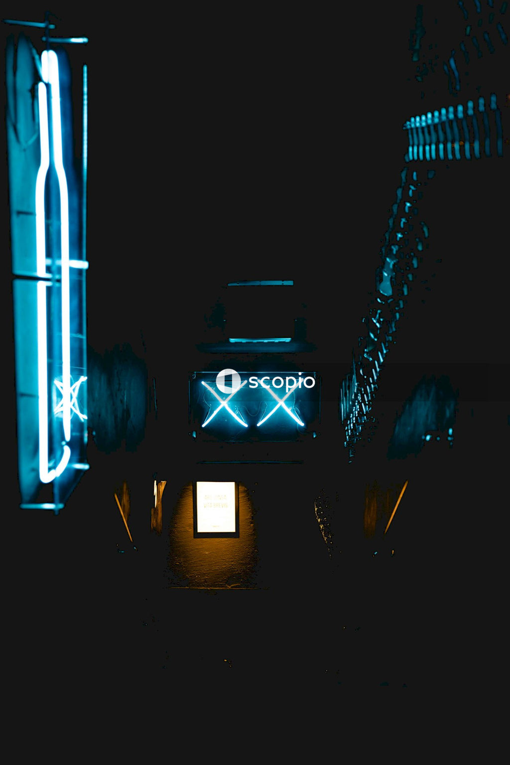 Blue light on tunnel