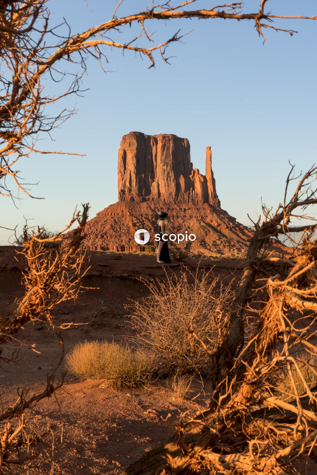 Person sitting on brown rock formation