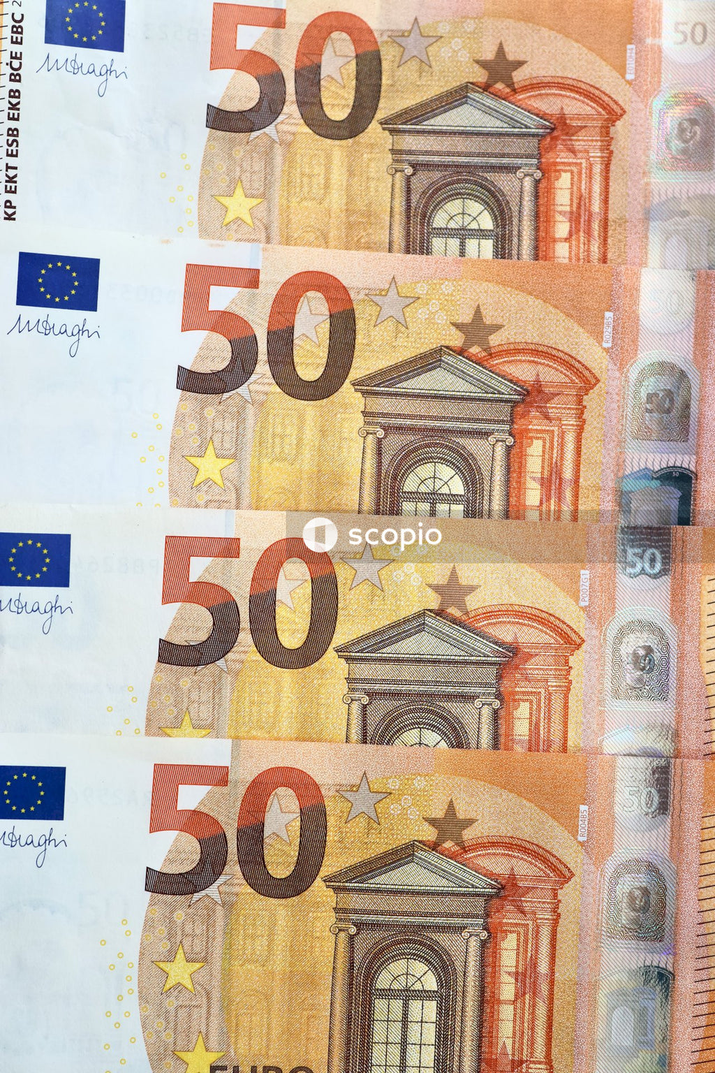 50 euro bill on white paper