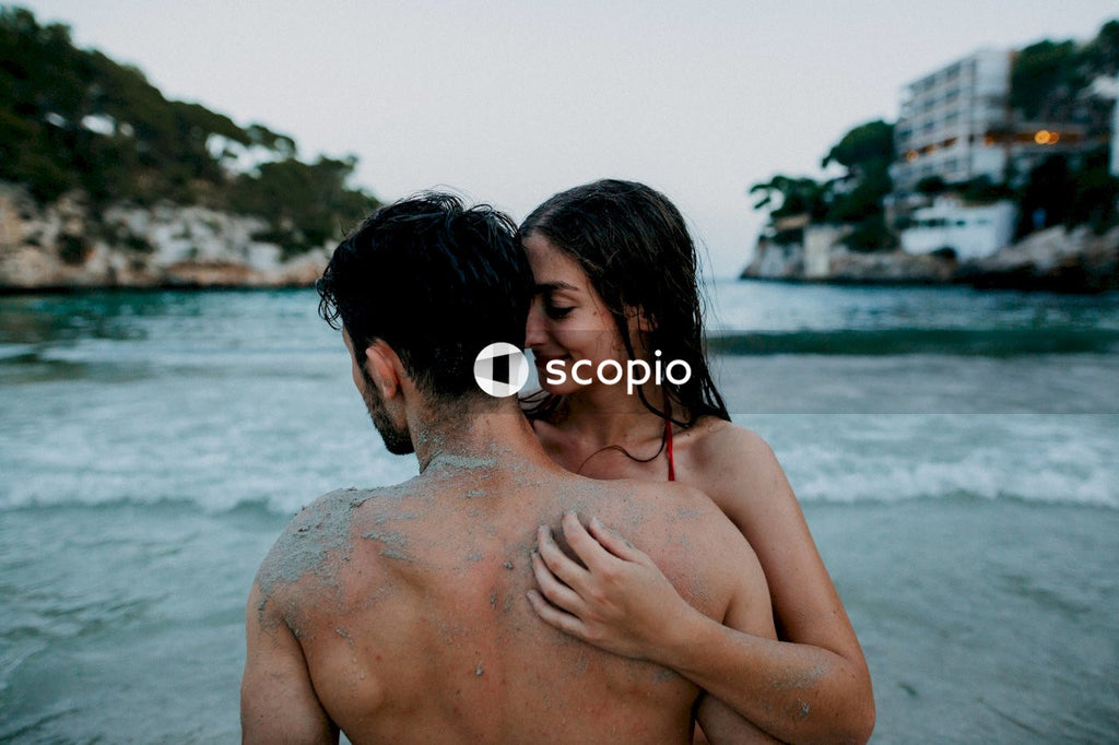 Couple hugging each other at seashore