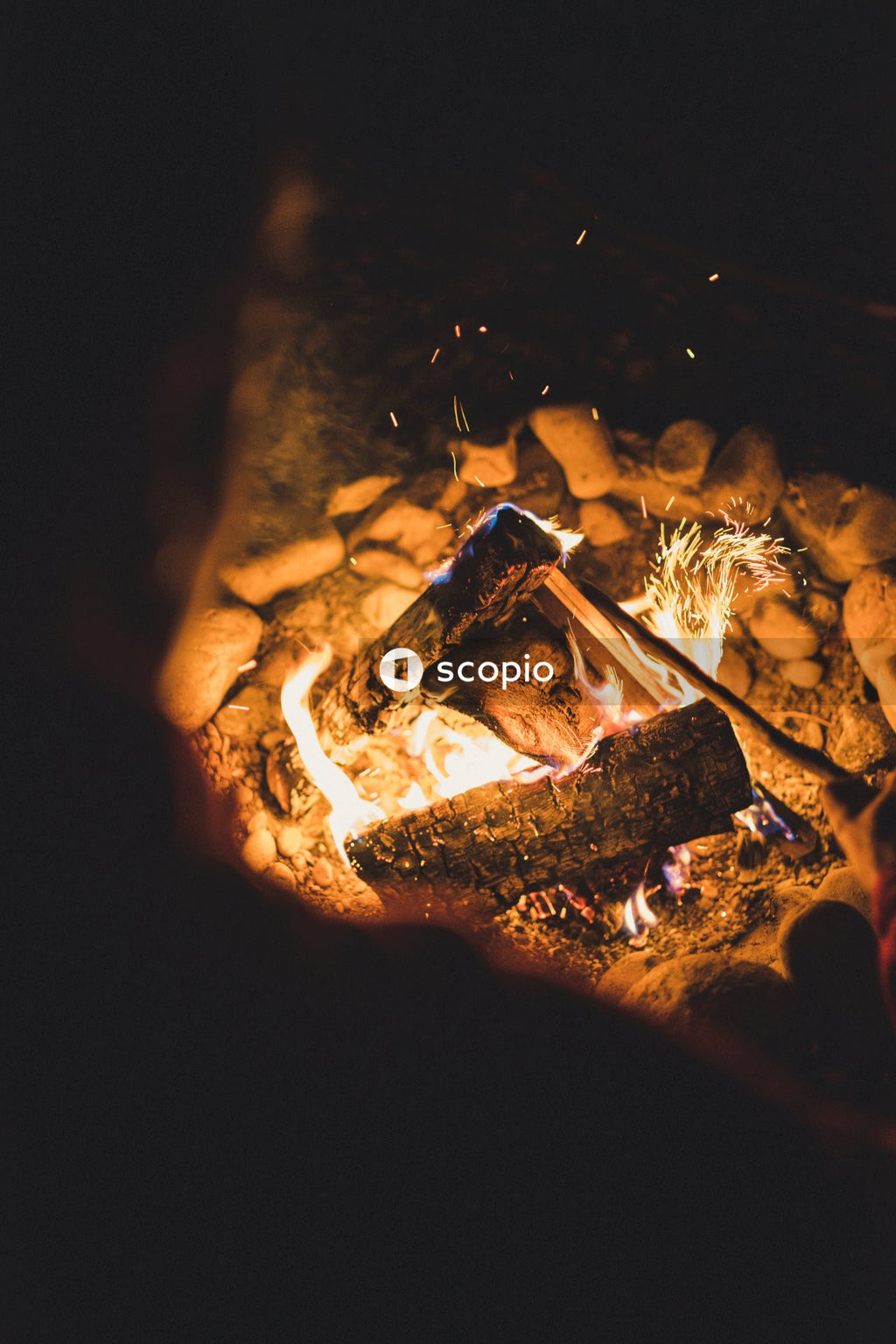 Fire in fire pit during nighttime
