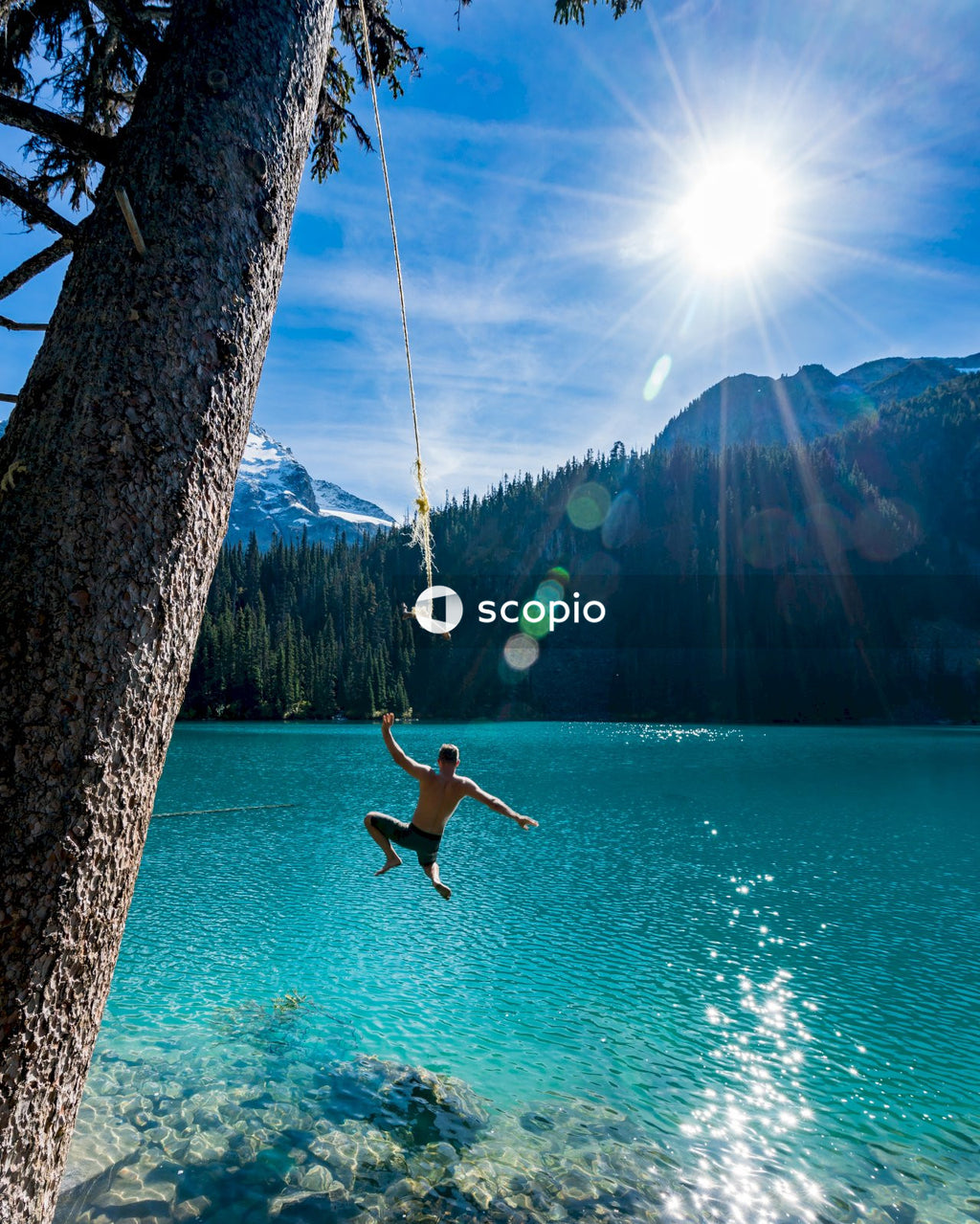 Man jumping into lake