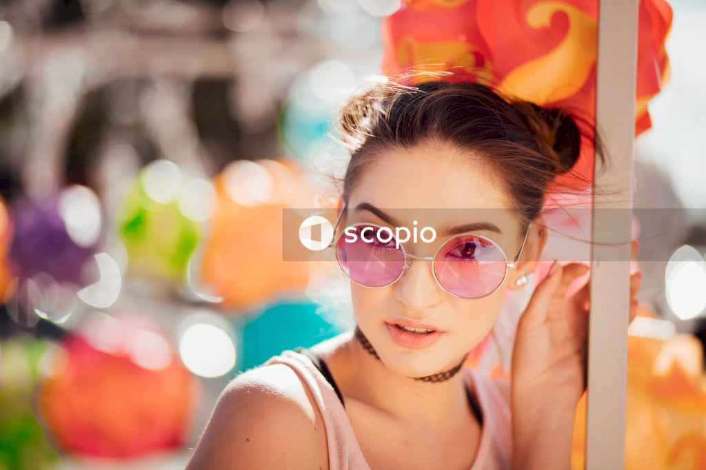 Woman  wearing funk sunglasses
