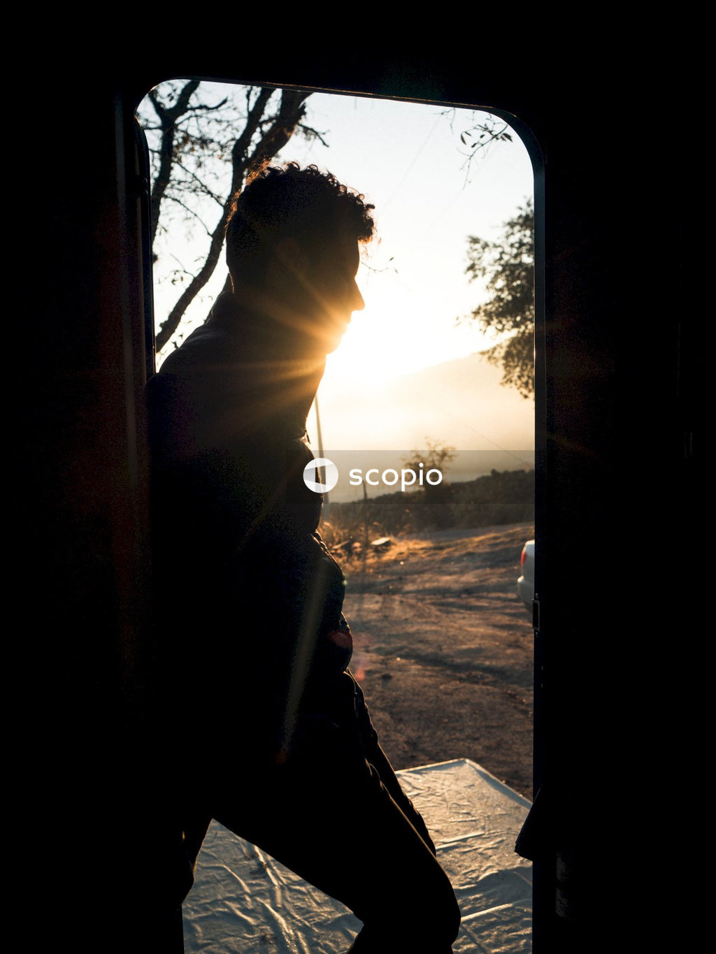 Silhouette of man at sunset