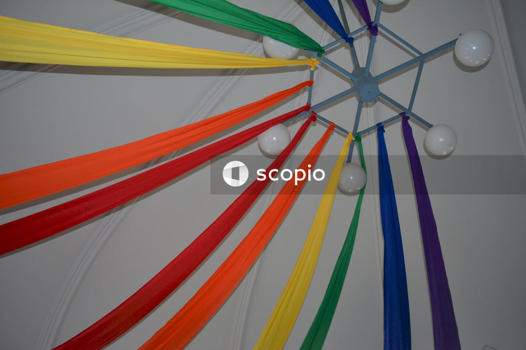 Multi color striped umbrella