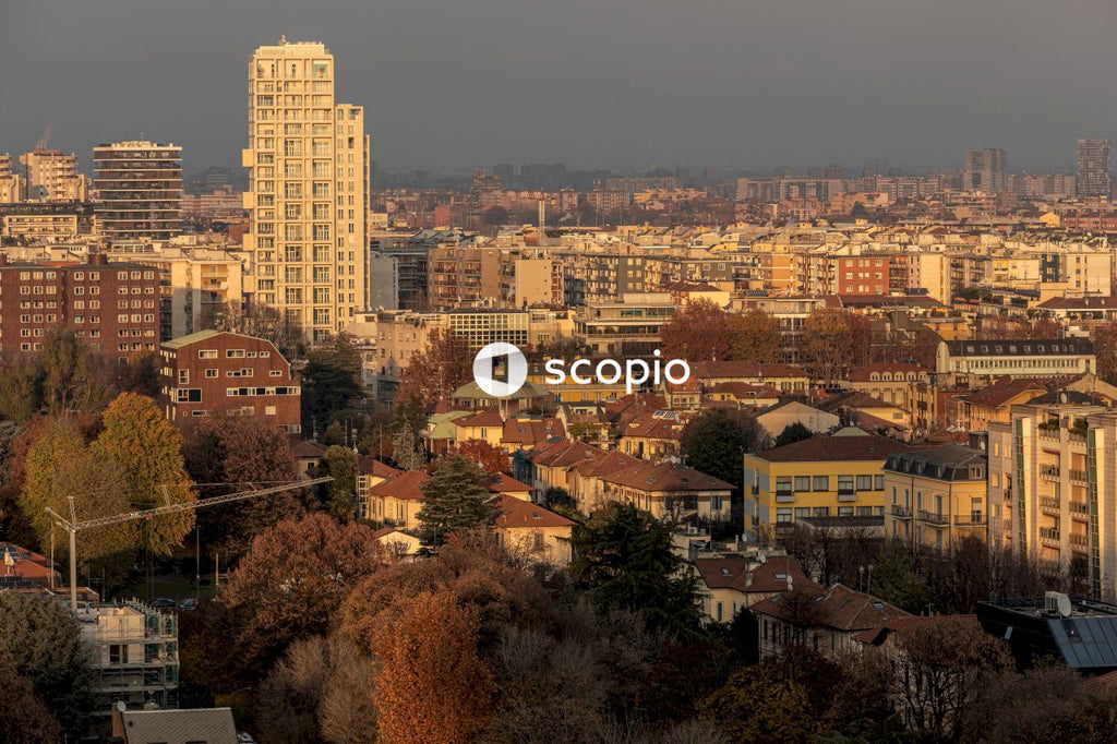 Aerial view of city buildings