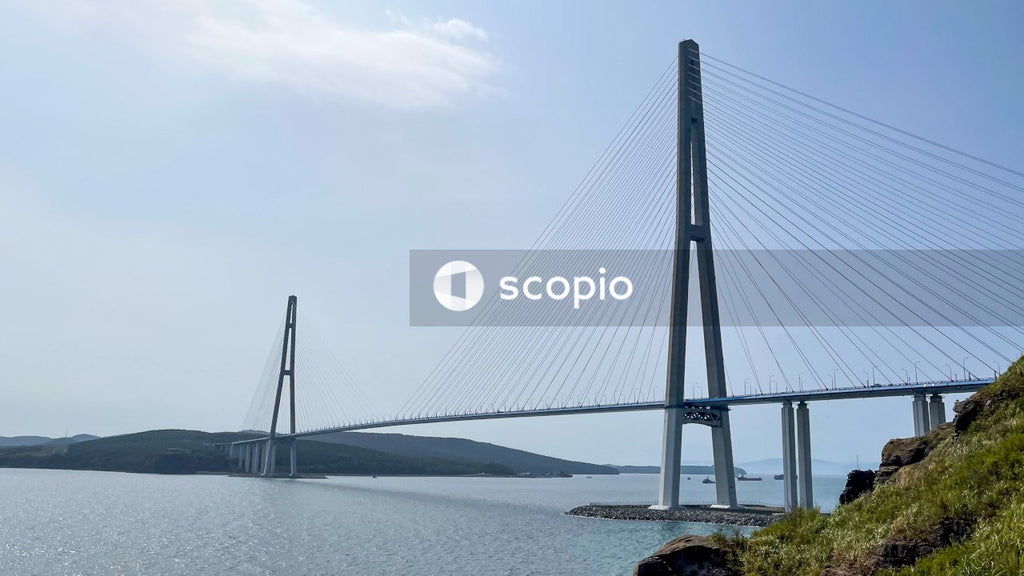 Beautiful modern bridge across the sea strait