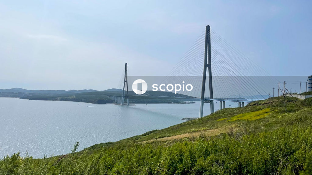 Beautiful modern bridge across the sea strait