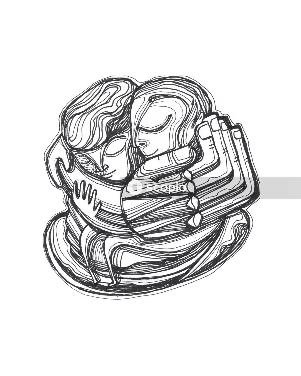 Illustration of two people hugging