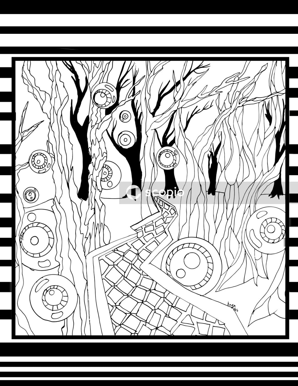 Black and white abstract painting