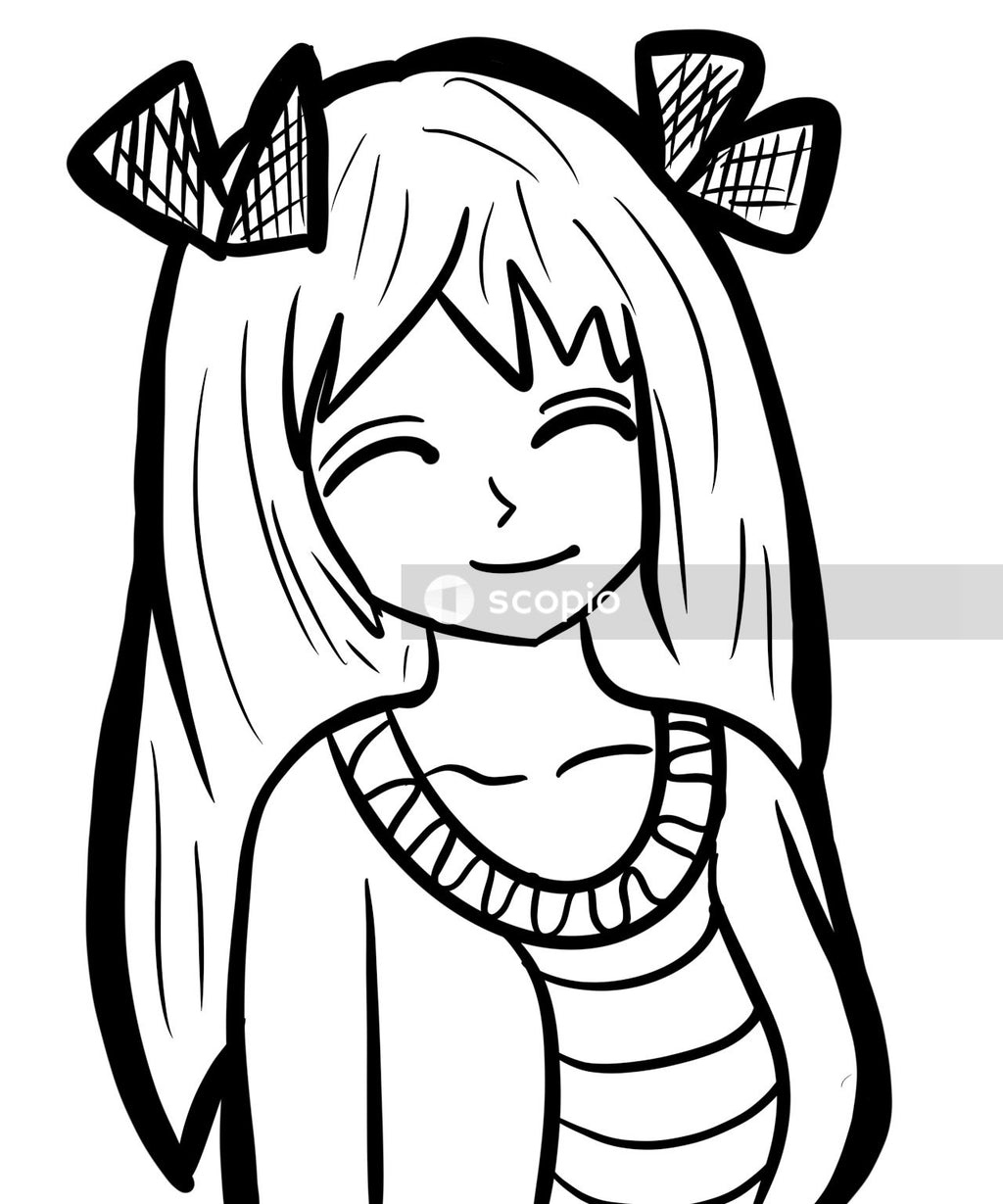 Black and white drawing of a woman