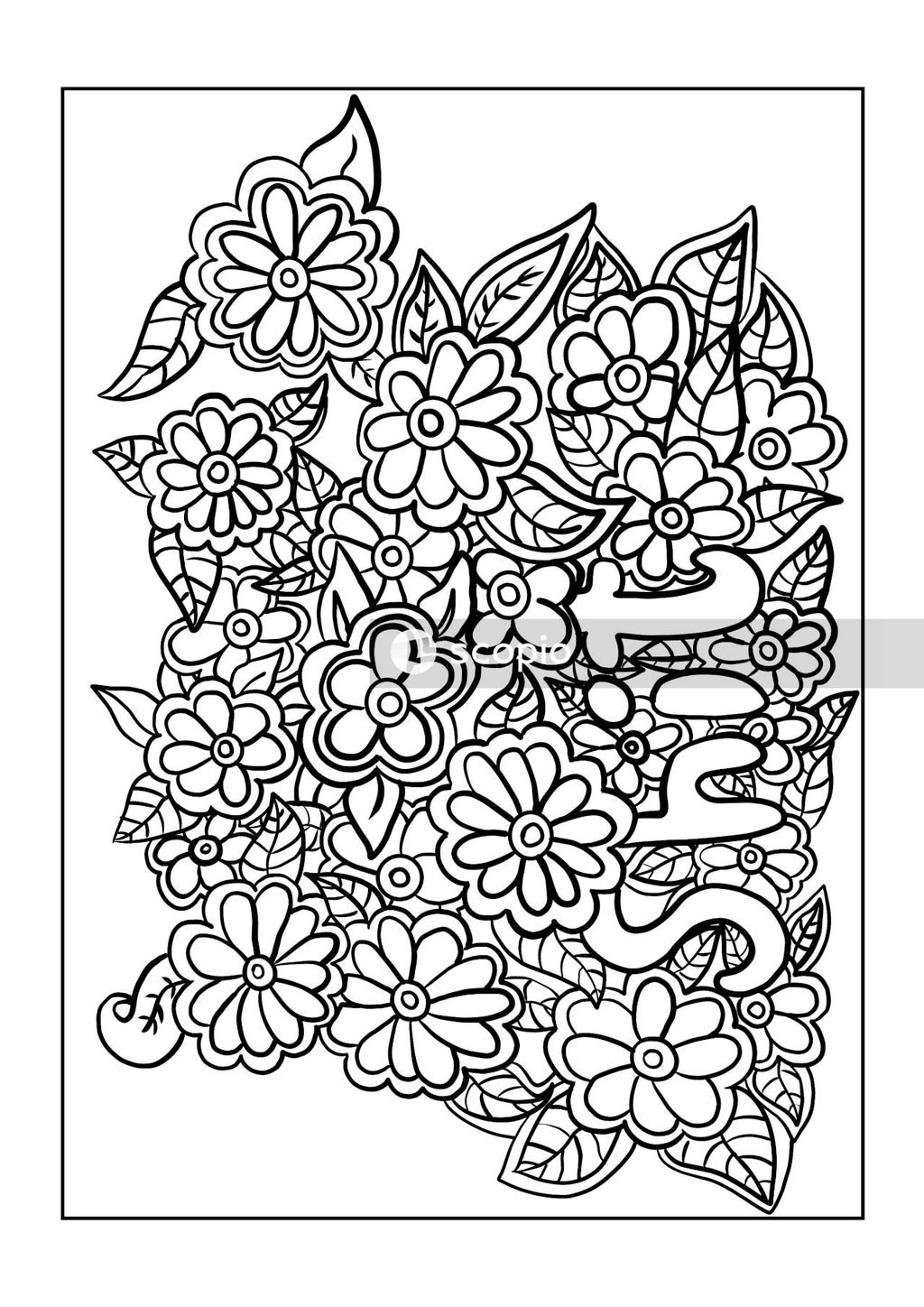 Black and white floral illustration