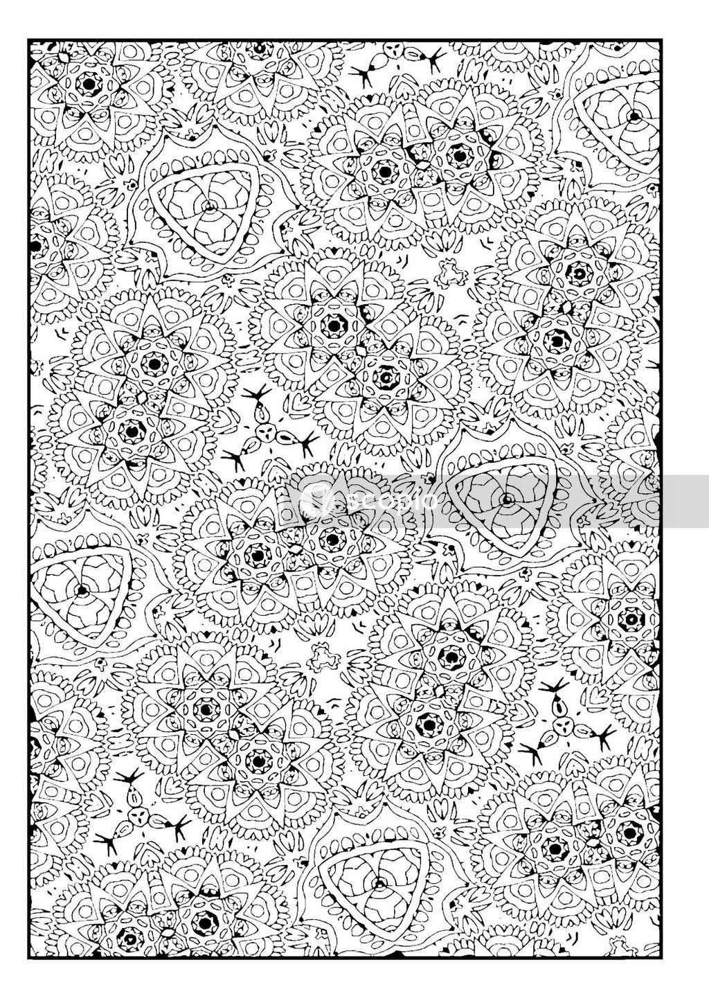 Black and white floral illustration