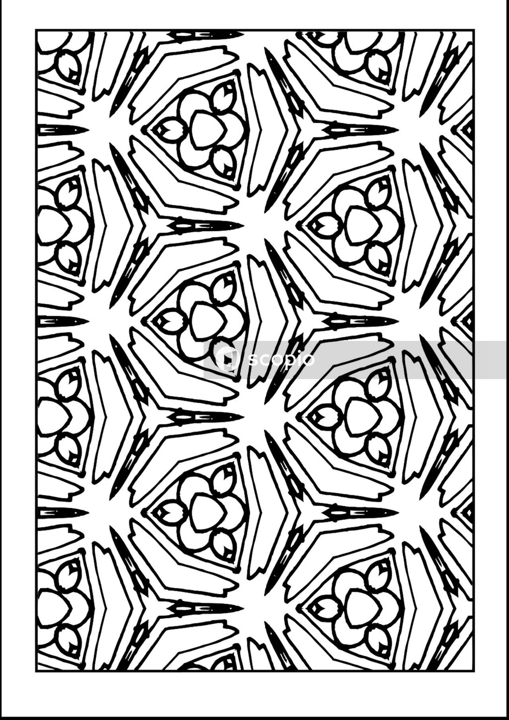 Black and white floral illustration