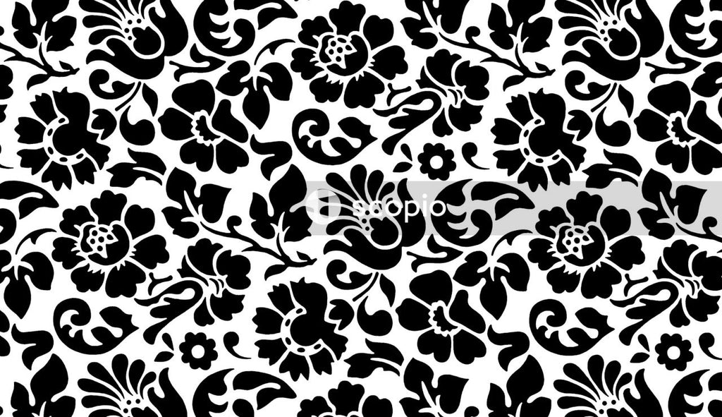 Black and white floral textile