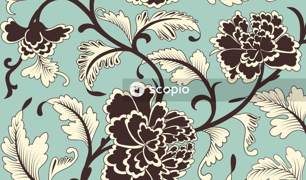 Black and white floral textile