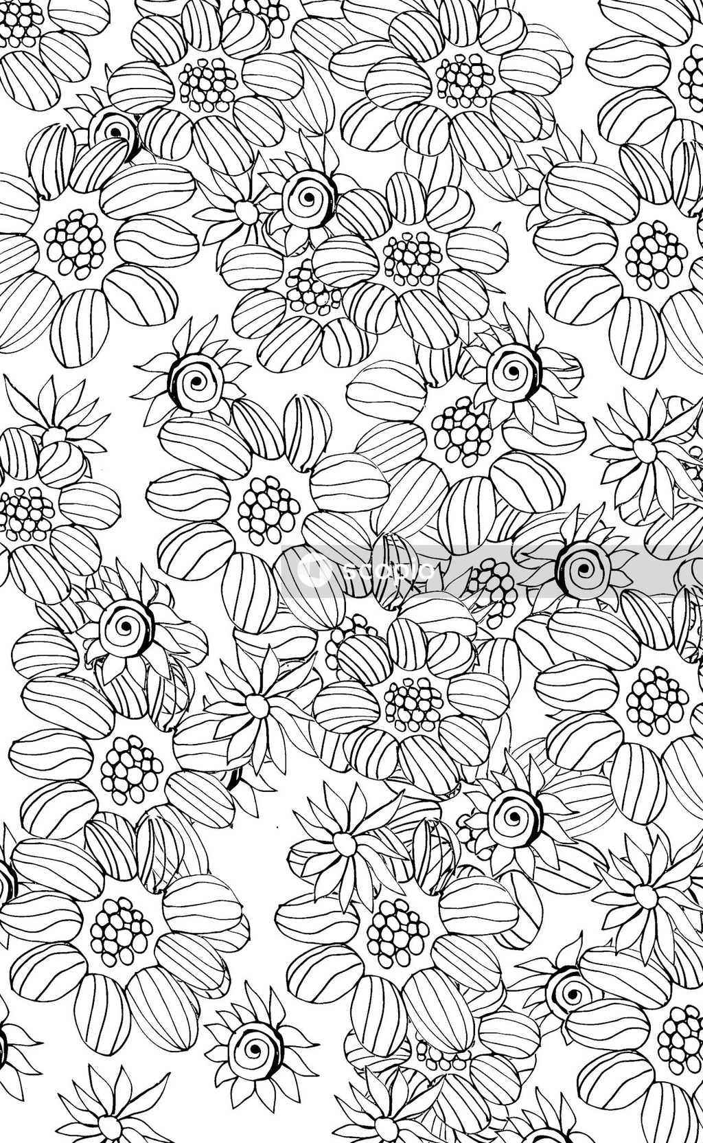 Black and white floral textile