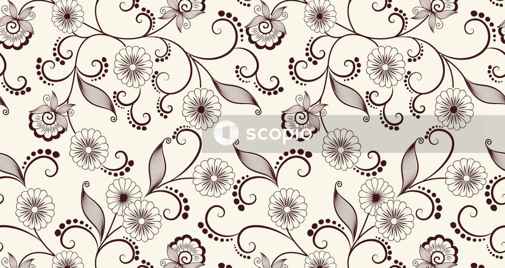 Black and white floral textile