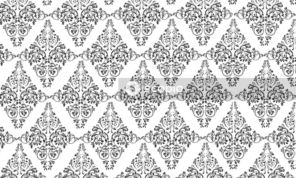 Black and white floral textile