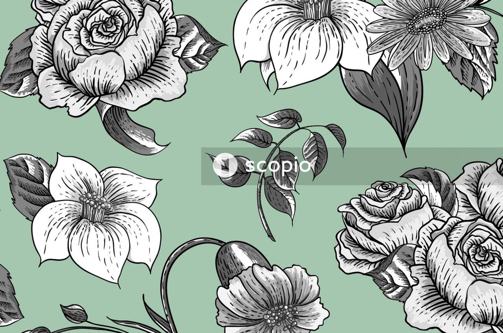 Black and white flower illustration