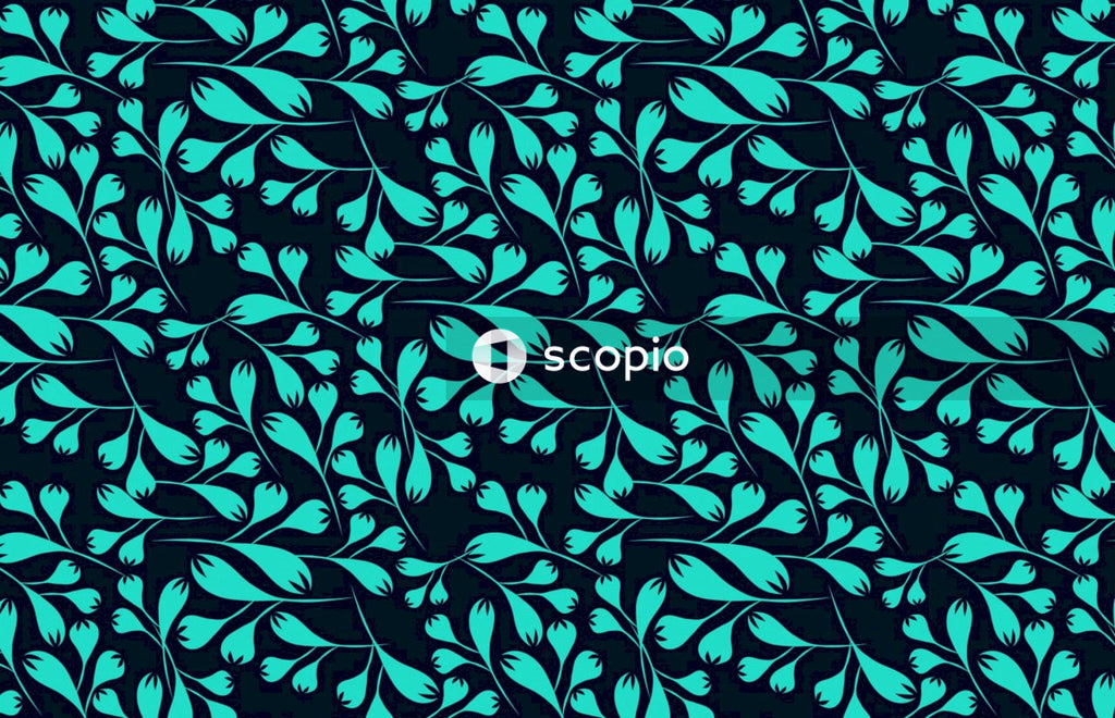 Blue and black floral textile