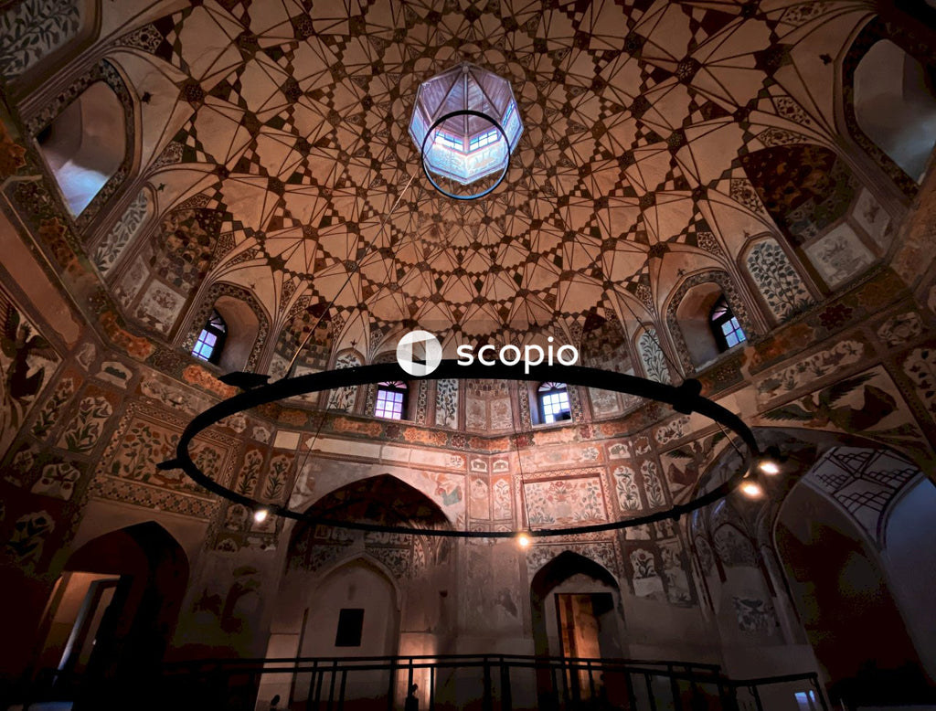 Blue and brown dome ceiling