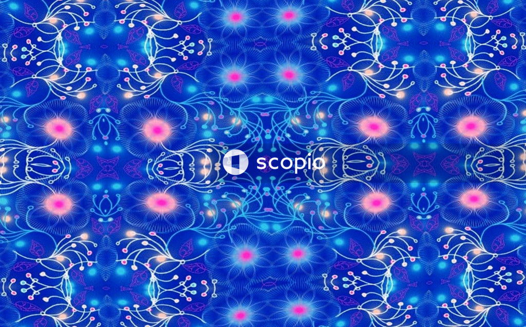 Blue and white floral illustration