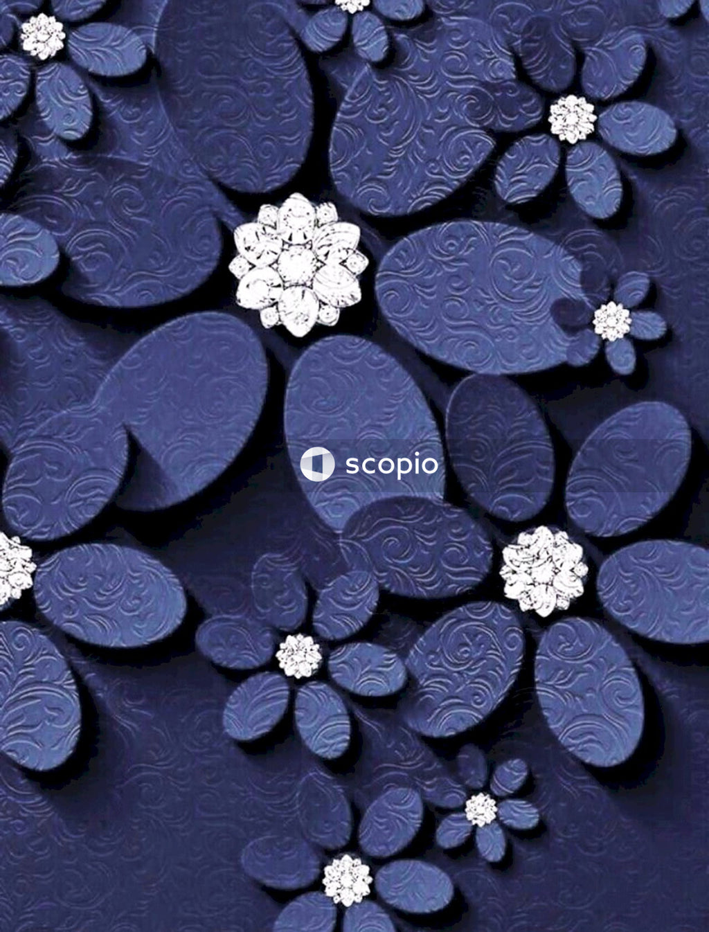 Blue and white flower illustration