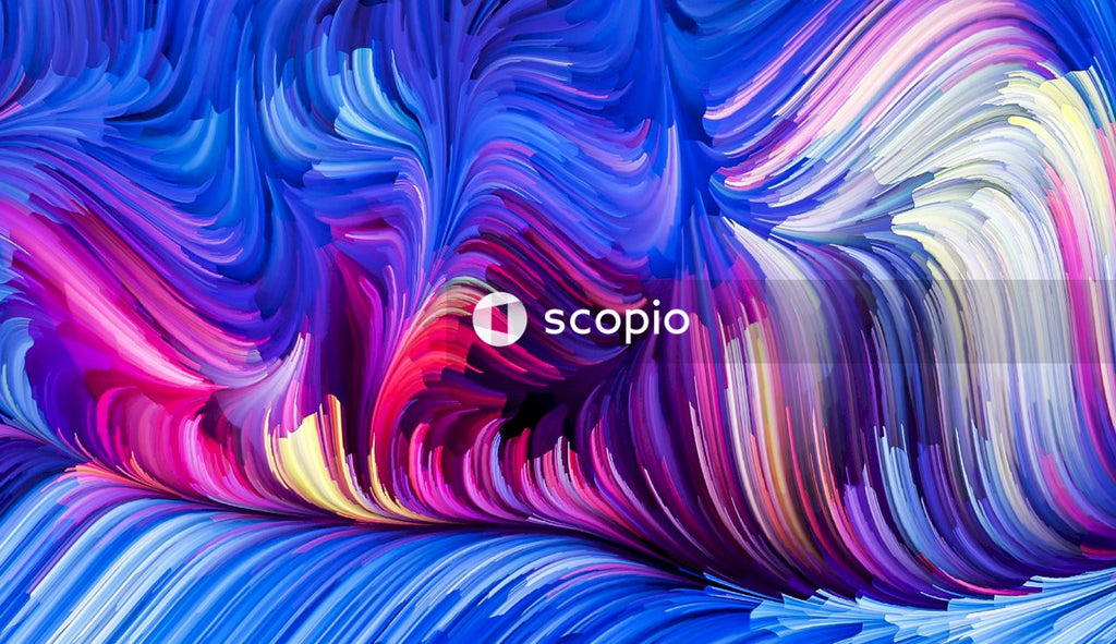 Blue pink and yellow abstract painting