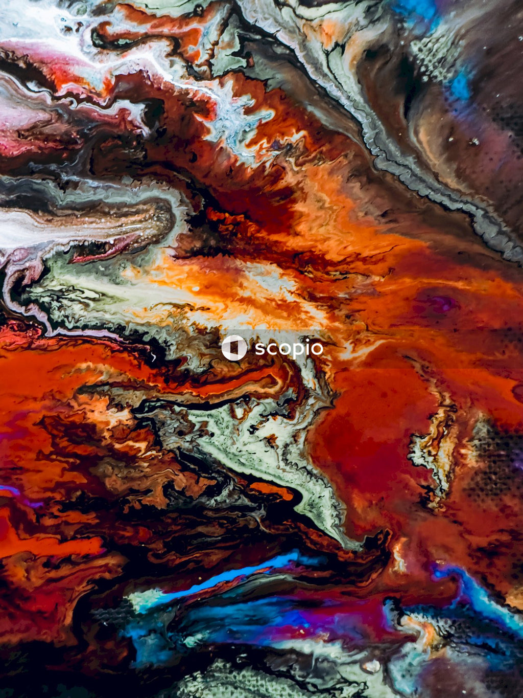 Blue white and brown abstract painting