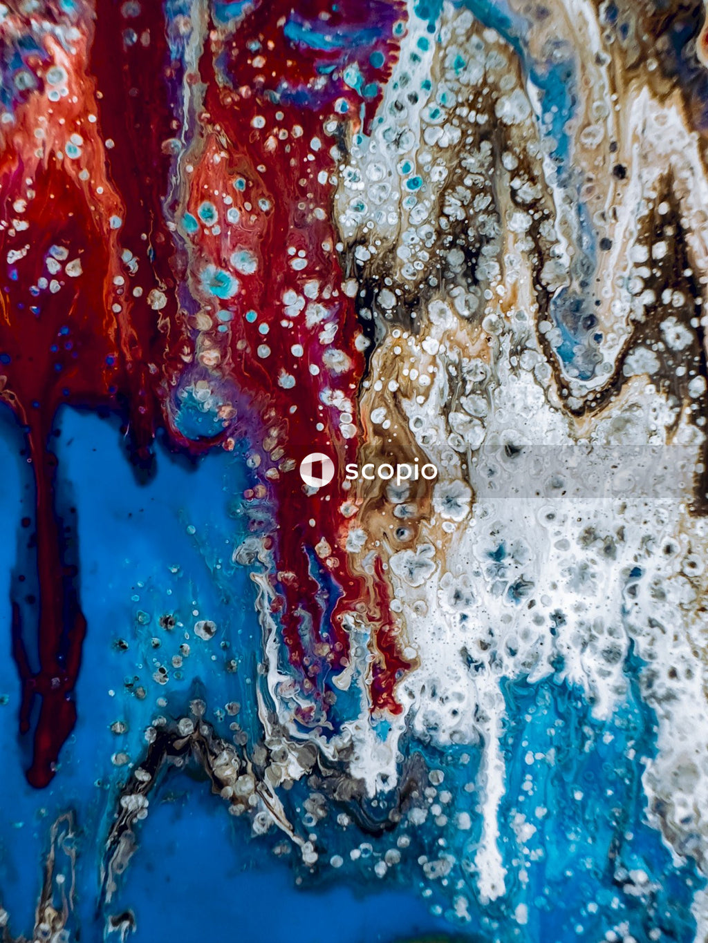 Blue white and red abstract painting