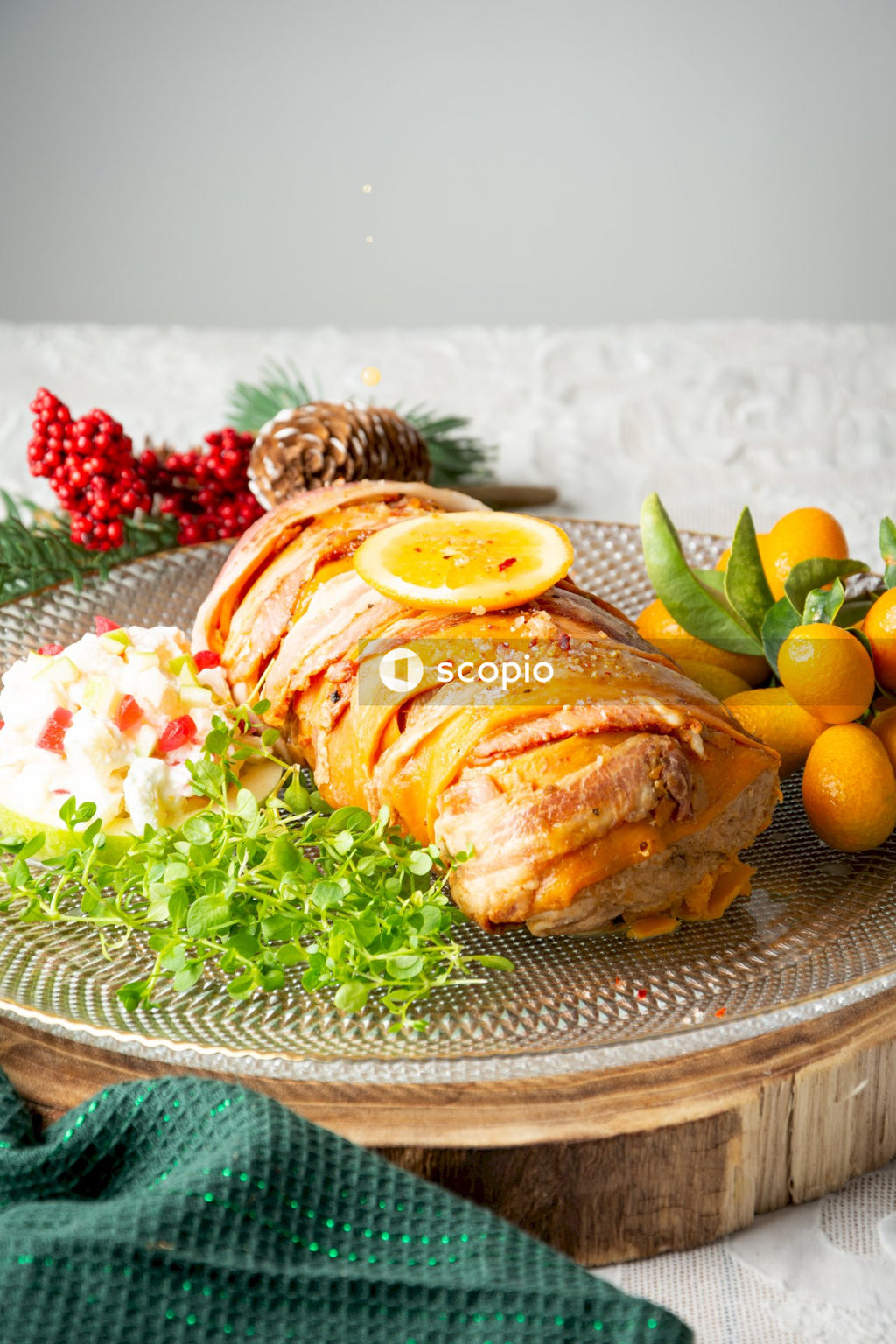 Bread on clear glass plate