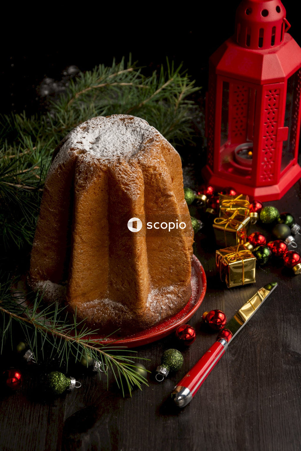 Bread on red plastic container