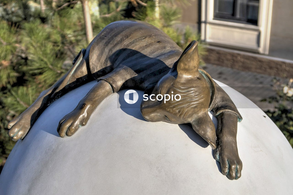 Brown and black horse statue