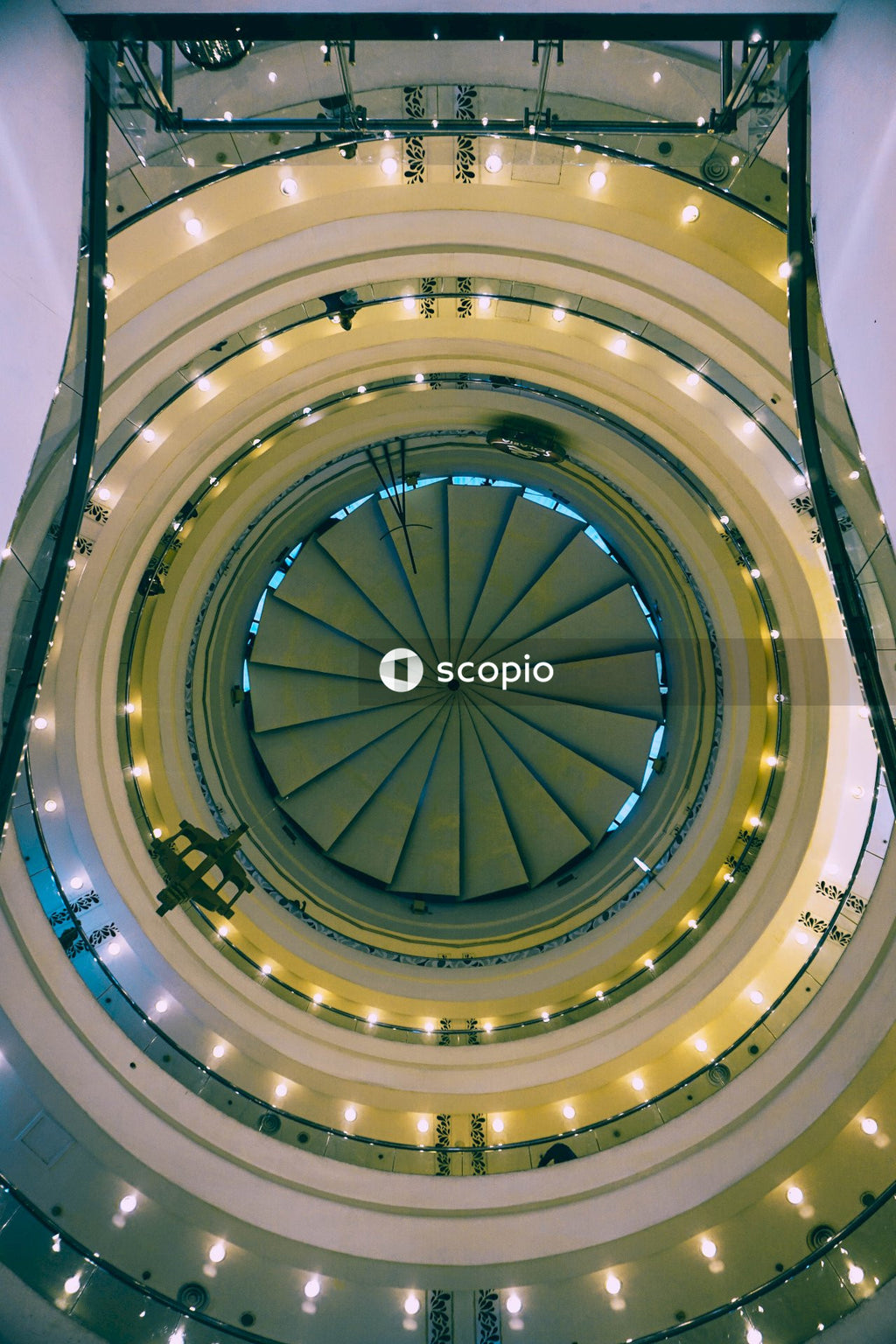 Brown and black spiral staircase