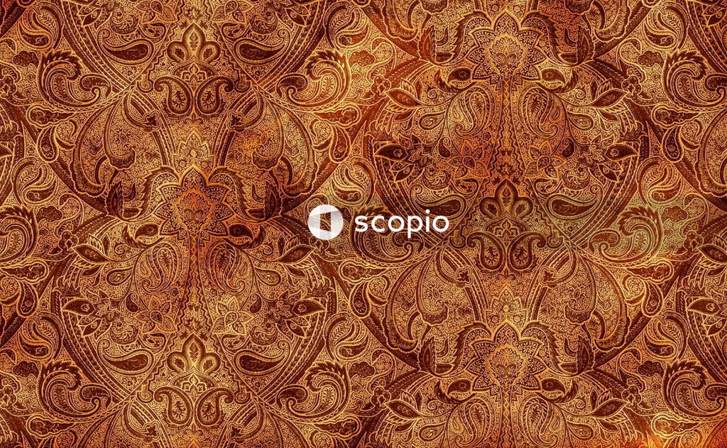 Brown and white floral textile