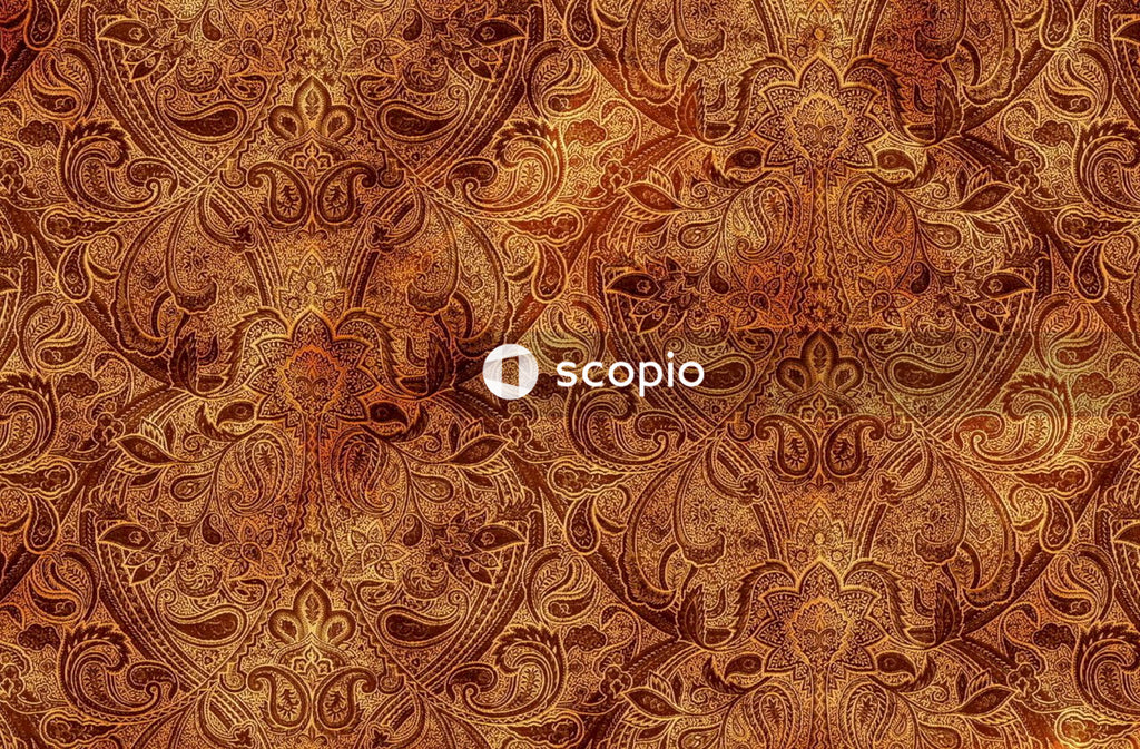 Brown and white floral textile