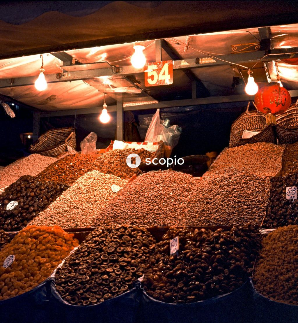 Brown and white stones on display