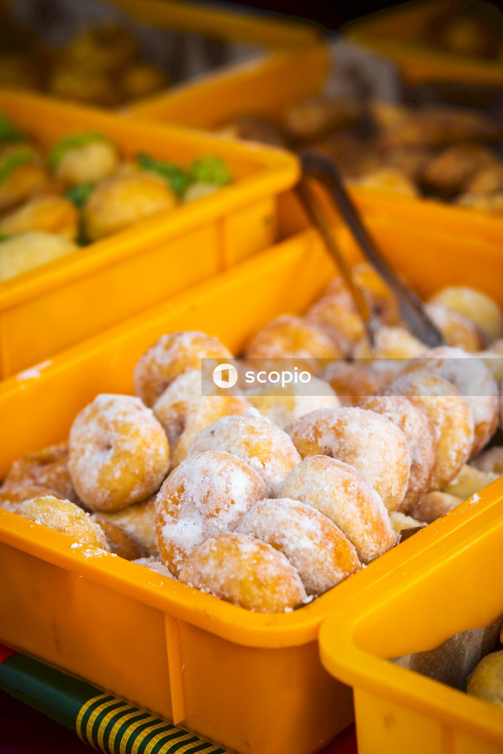 Brown bread on yellow plastic container