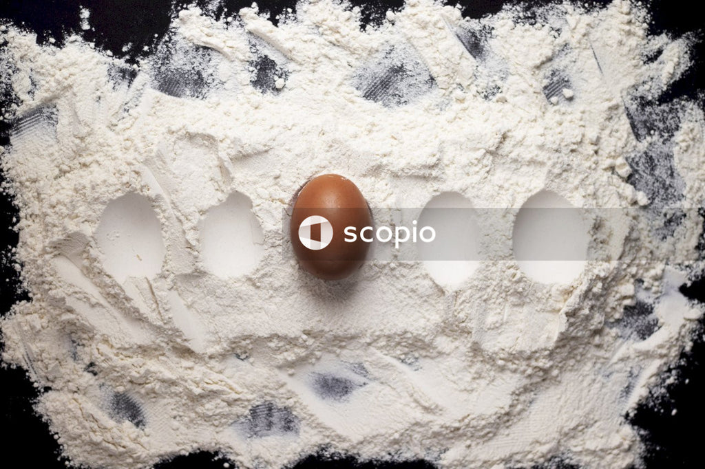 Brown egg on white snow