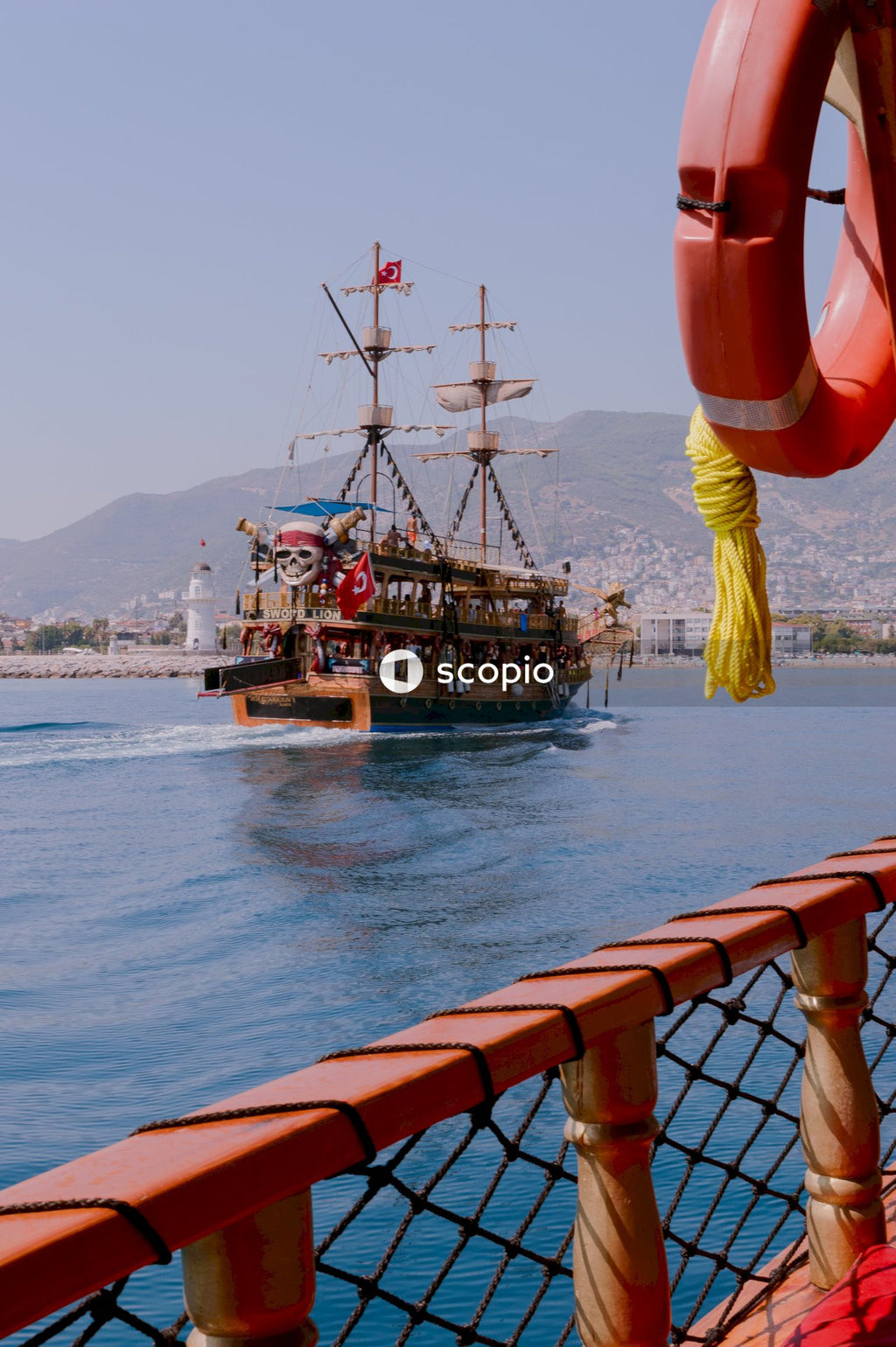 Brown ship on sea