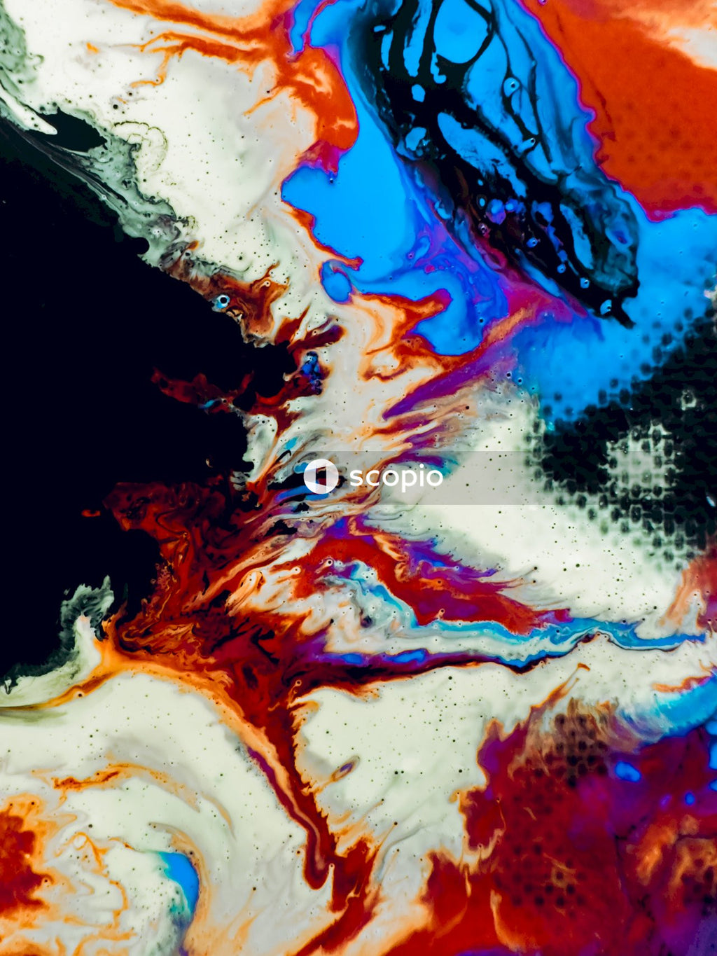 Brown white and blue abstract painting