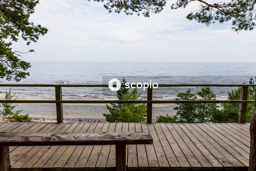 Brown wooden bench on brown wooden dock