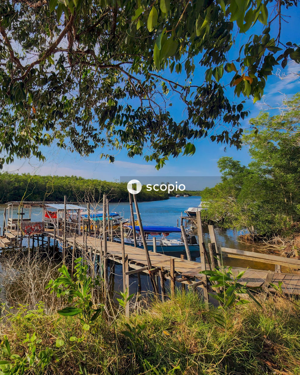 Brown wooden bridge over the sea