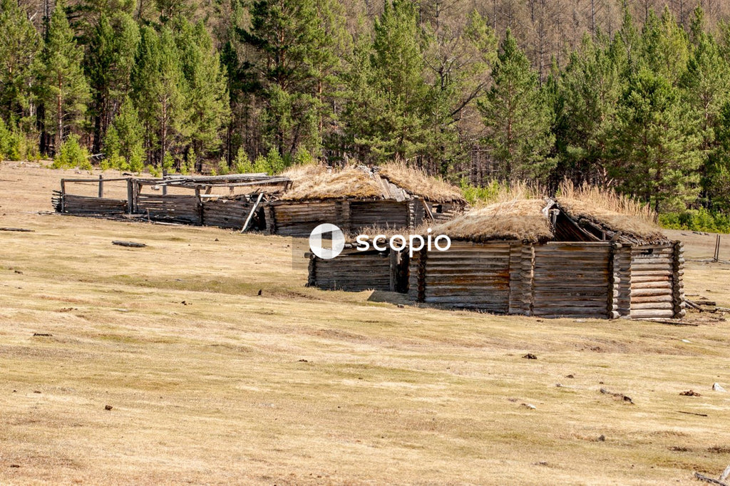 Brown wooden fence on brown field